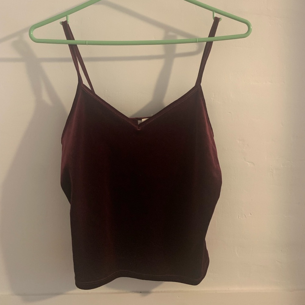 Garage Maroon Velvet Tank Top